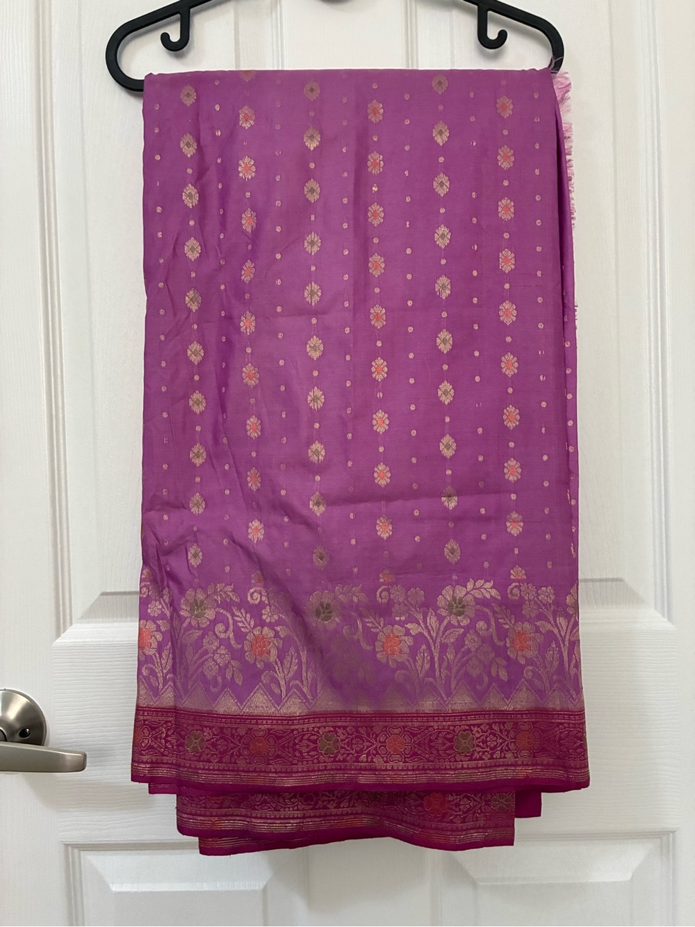 Pink Banarasee Saree with Gold Accents